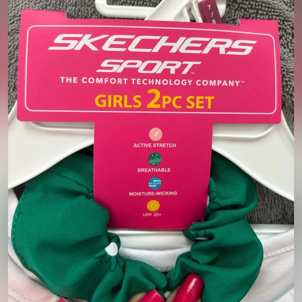 NWT Skechers Sport Girls Tennis Skirt, Tank and Scrunchie